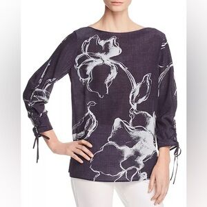 Lafayette 148 New York Georgina Floral-Print Silk Blouse Women's Top size l EUC